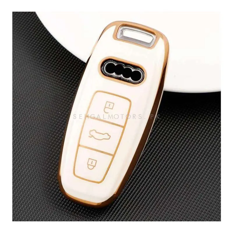 Audi A5/A6 Tpu Plastic Protection Key Cover 3 Button - White 2011 - 2021 2