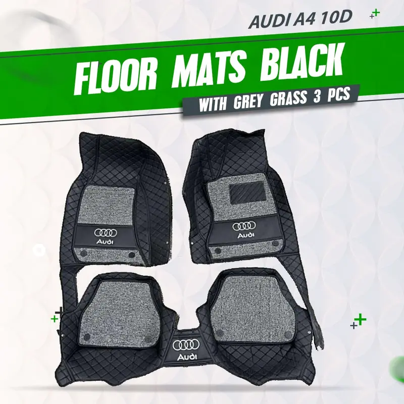 Audi A6 10D Floor Mats Mix Thread Black With Grey Grass 2011 - 2021 - Mix Thread 3 Pcs 1