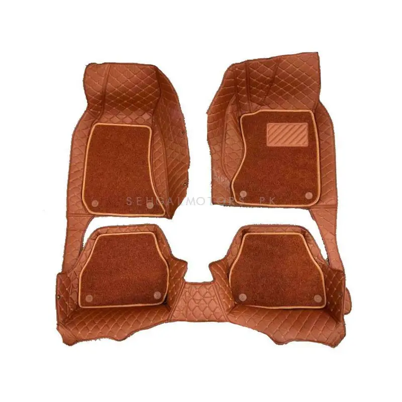 Audi A6 9D Floor Mats Mix Thread 3 Pcs 2011 - 2021 - Brown Grass With Brown 2