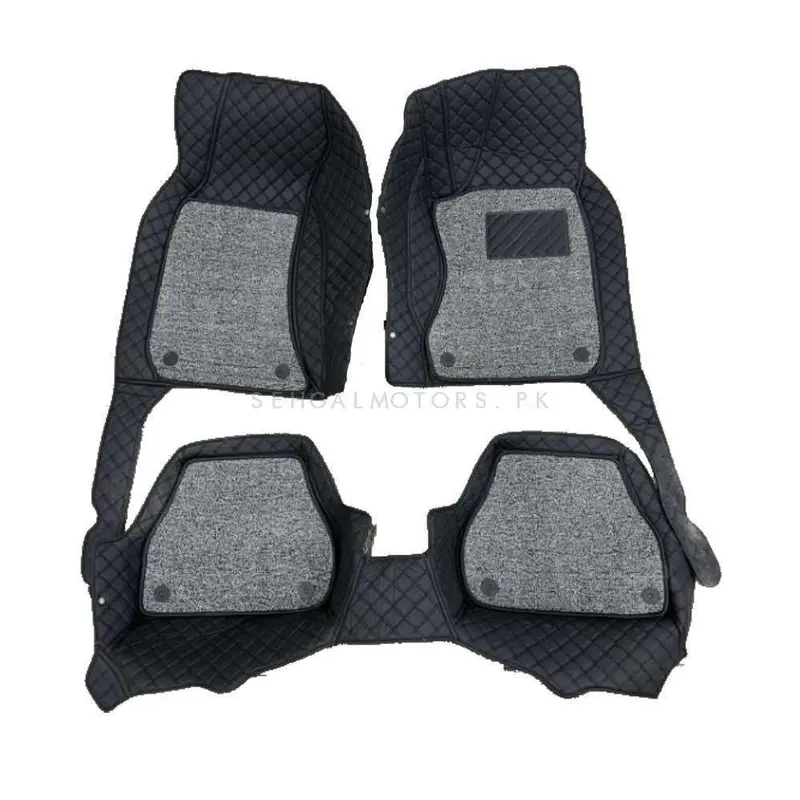 Audi A6 9D Floor Mats Mix Thread Blackwith Grey Grass 3Pcs 2011 - 2021 2