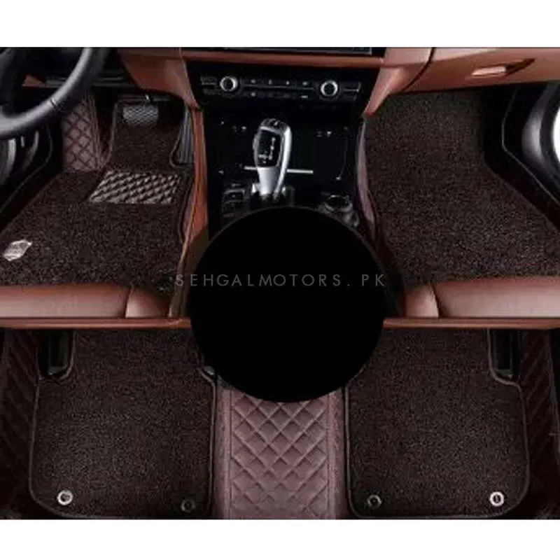 Audi A6 9D Luxury Floor Mats Mix Thread Coffee 3 Pcs 2011 - 2021 2