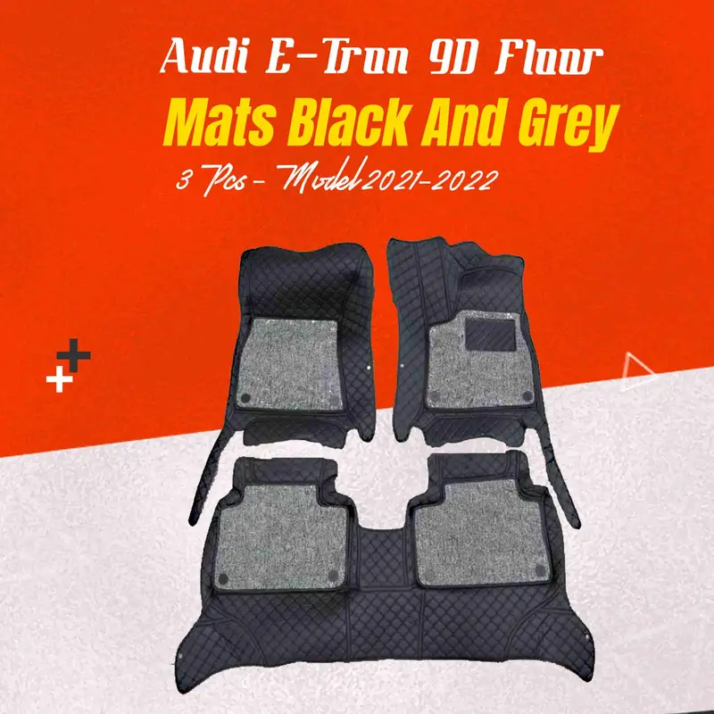 Audi E Tron 9D Floor Mats Mix Thread  3 Pcs 2020 - 2025 - Black And Grey 1