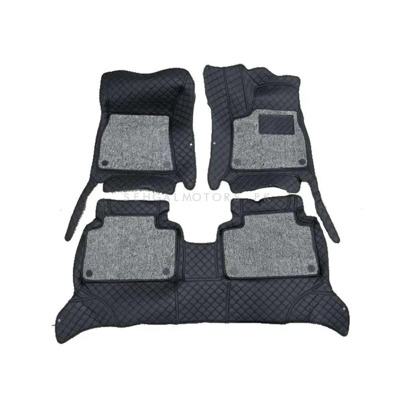 Audi E Tron 9D Floor Mats Mix Thread 3 Pcs 2020 - 2025 - Black And Grey 2