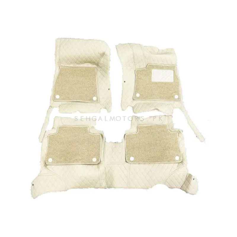 Audi E Tron 9D Floor Mats Mix Thread Grass 3 Pcs 2020 - 2025 - Beige With Beige 2