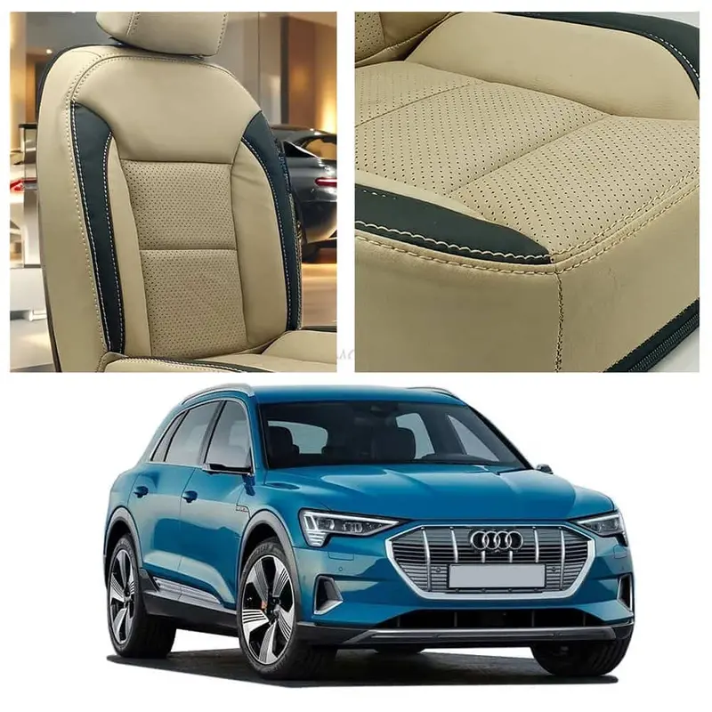 Audi E Tron Breathable Beige Black Seat Covers 2020 - 2025 1