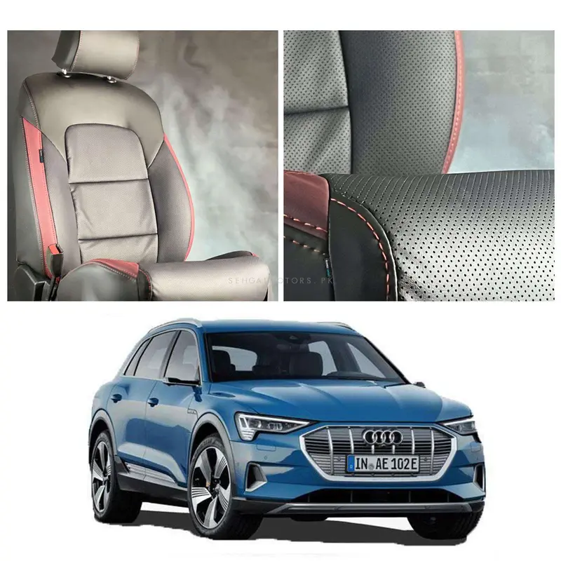 Audi E Tron Breathable Black Red Seat Covers 2020 - 2025 1