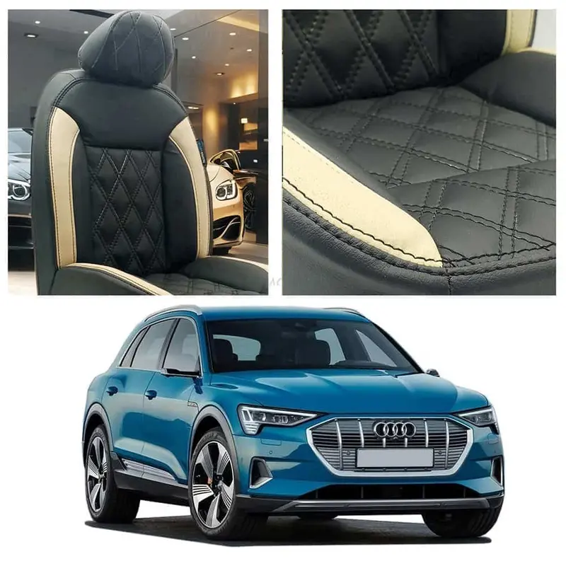 Audi E Tron Diamond Cut Black Beige Seat Covers 1
