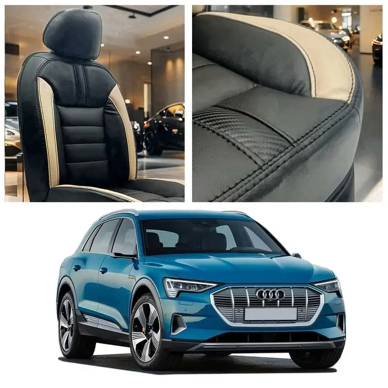 Audi E Tron Hockey Design Black Beige Seat Covers 2020 - 2025 1