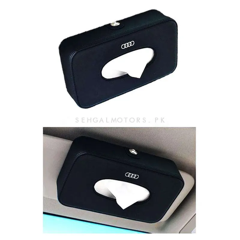 Audi Leather Car Sun Visor / Sunshade Tissue Holder Case Box - Black 2