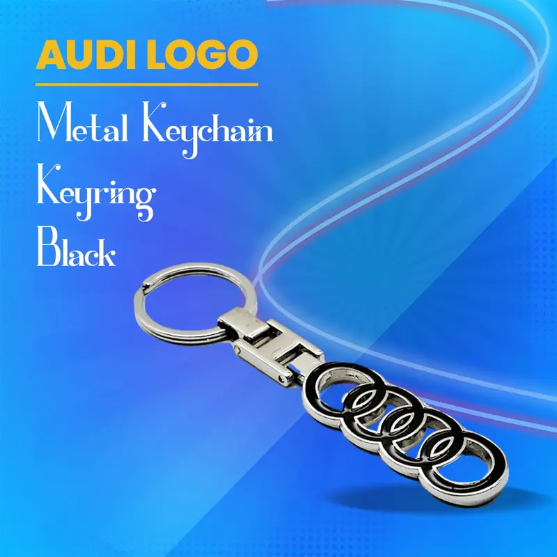 Audi Logo Black Metal Keychain Keyring 1