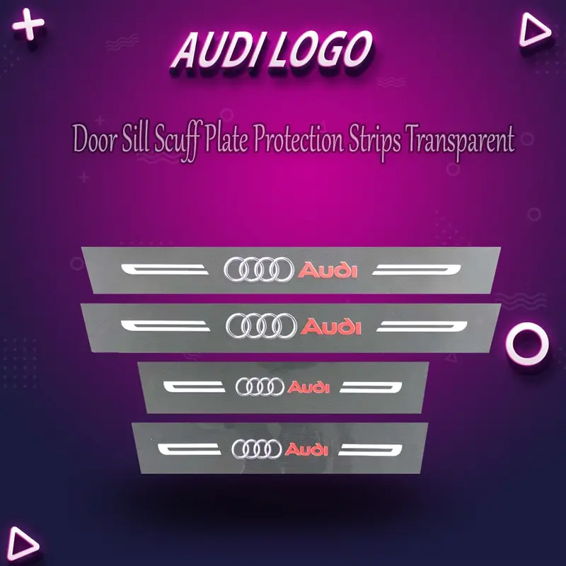 Audi Logo Door Sill Scuff Plate Protection Strips Transparent 1