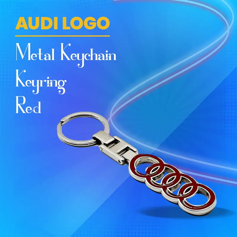 Audi Logo Metal Keychain Keyring - Red 1