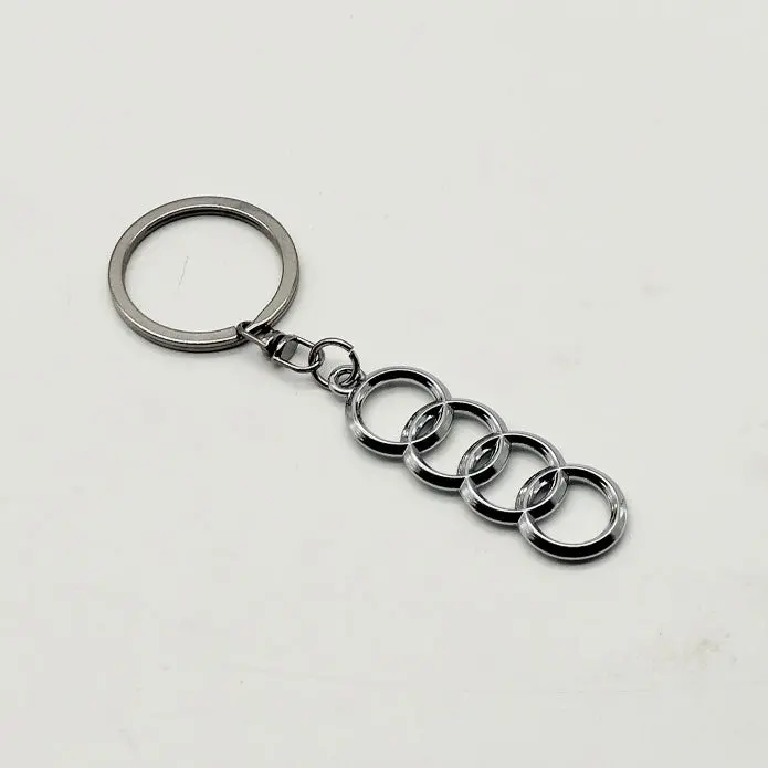Audi Logo Metal Keychain Silver With Chrome Keyring 2