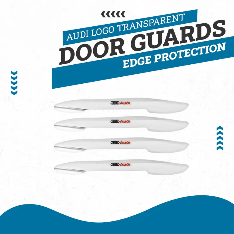 Audi Logo Transparent Door Guards - Edge Protection Anti-Scratch Buffer Strip 1