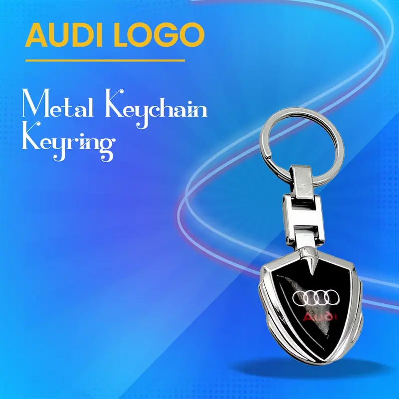 Audi Metal Keychain Keyring - Black And Chrome 1