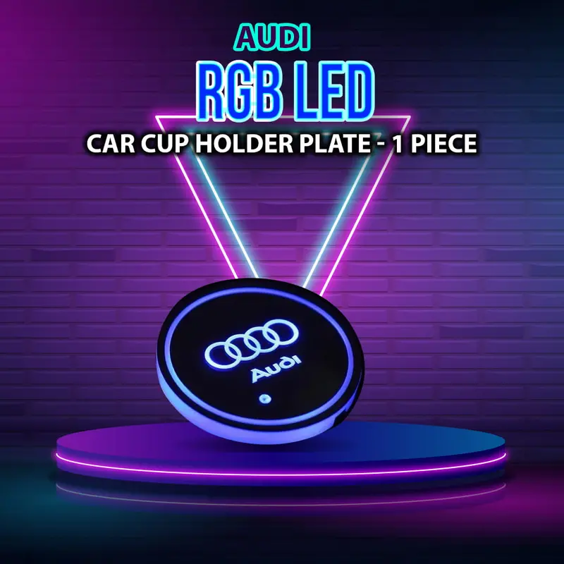 Audi Rgb Led Car Cup Holder Plate - 1 Piece 1