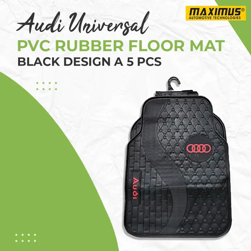 Audi Universal Pvc Rubber Floor Mat Black Design A 5 Mix Design Pcs - Foot Mat For Car 1