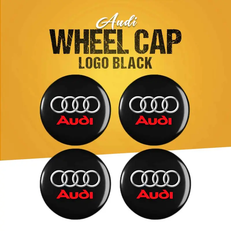 Audi Wheel Cap Logo Black Center Hub Badge Sticker - 4 Pcs 1