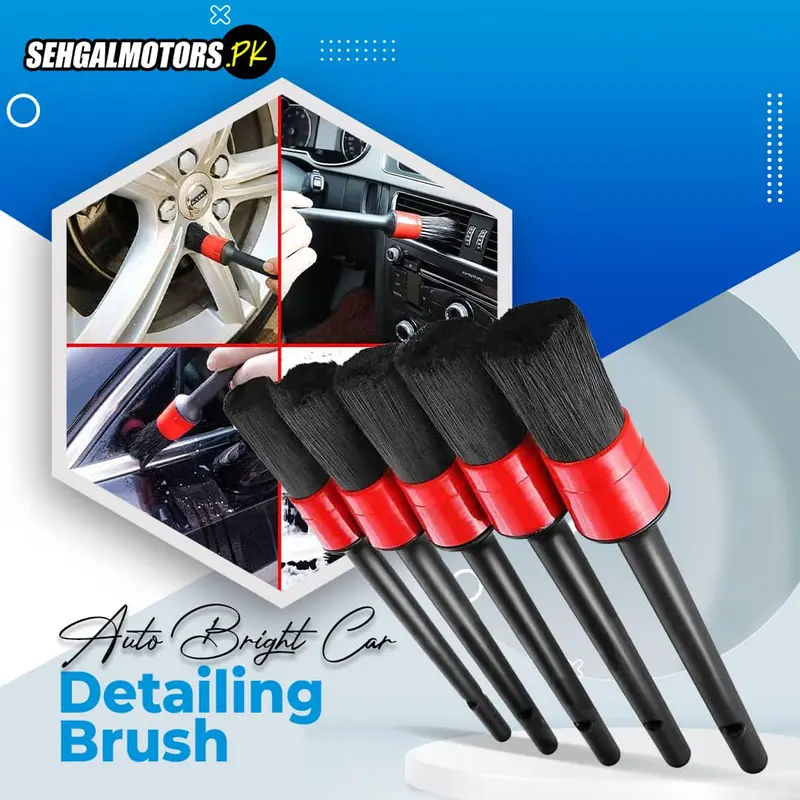 Autobright Car Detailing Brush - 5Pcs/Set - Detail Brush Car Wash Wheels Plastic Round Tool Cleaning Accessories Auto Multifunctional Trim 1