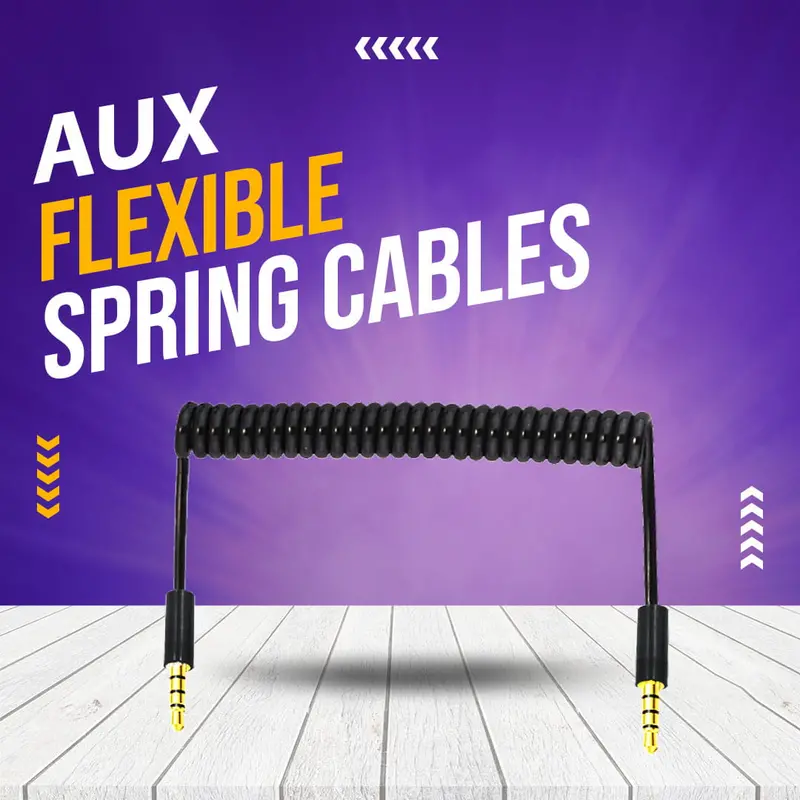 Aux Cables Flexible Spring - Mix Color - Audio Extension Cable | Aux Cable For Stereo 1