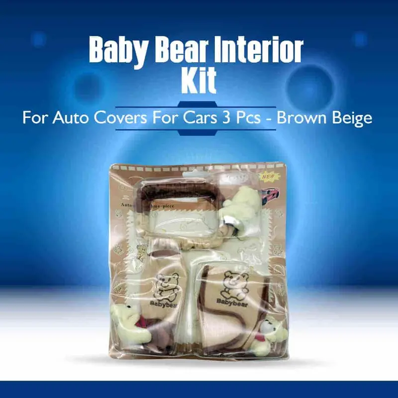 Baby Bear Interior Kit For Auto Covers For Cars 3 Pcs - Brown Beige 1