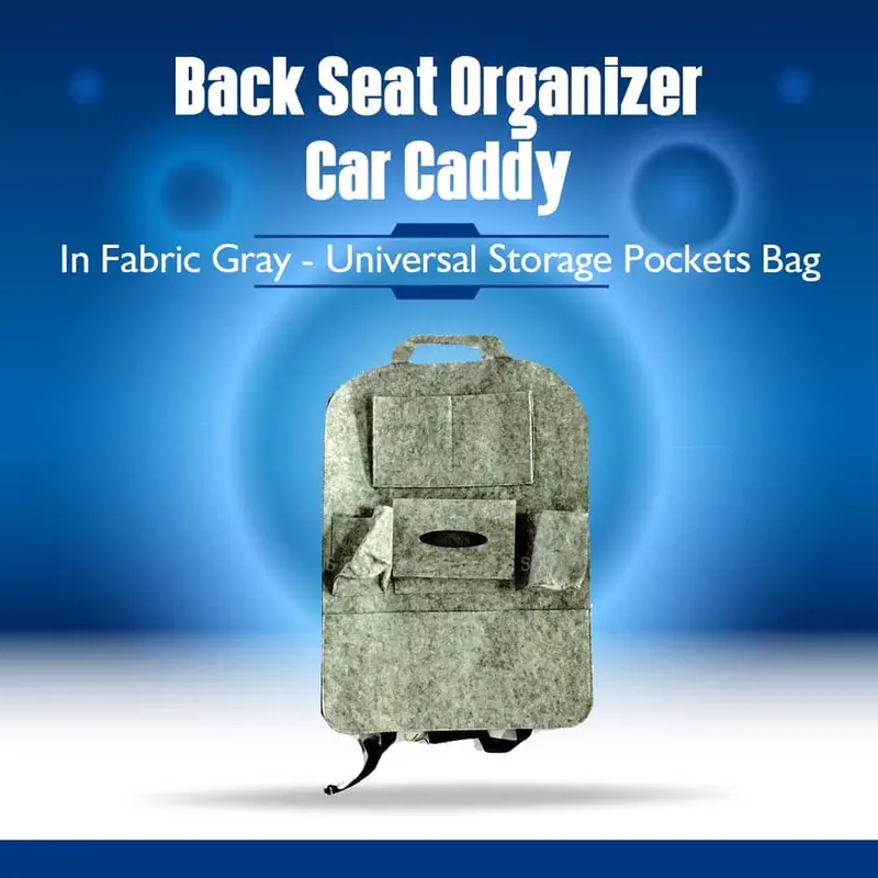 Back Seat Organizer Car Caddy In Fabric Gray - Universal Storage Pockets Bag 1