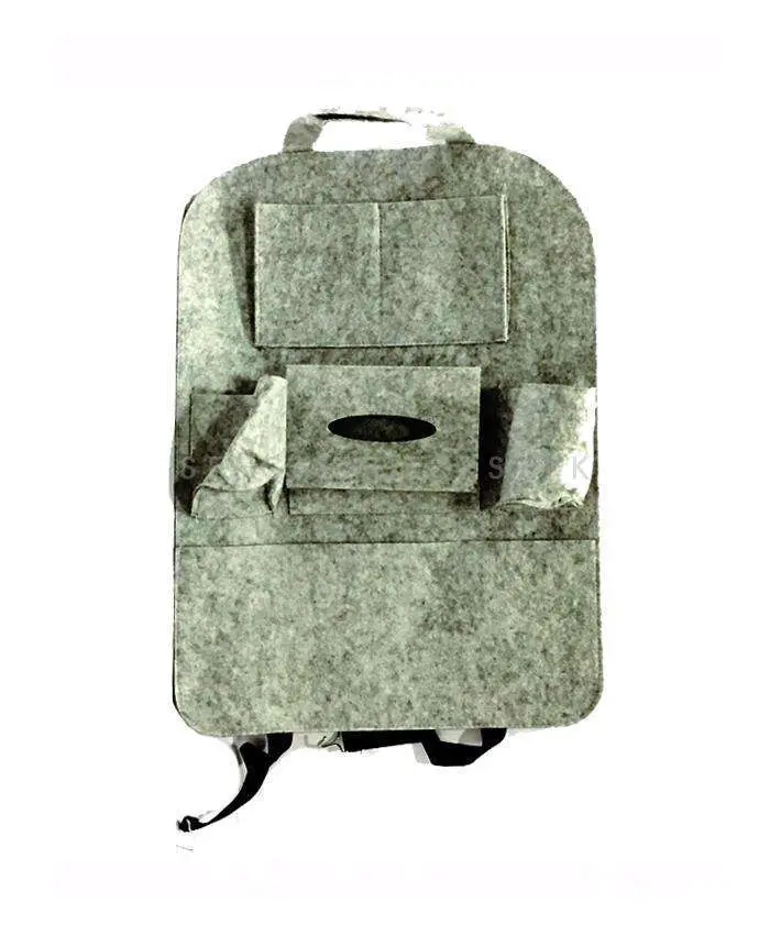 Back Seat Organizer Car Caddy In Fabric Gray - Universal Storage Pockets Bag 2