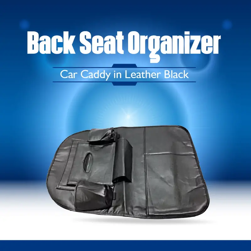 Back Seat Organizer Car Caddy In Leather Black - Universal Storage Pockets Bag 1
