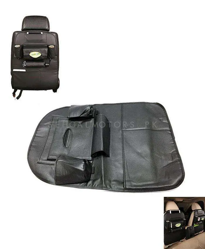 Back Seat Organizer Car Caddy In Leather Black - Universal Storage Pockets Bag 2