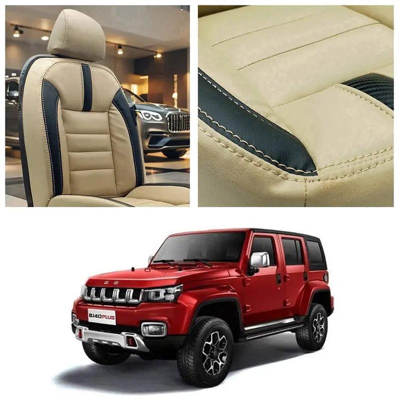 Baic Bj40 Hockey Design Beige Black Seat Covers 2021 - 2025 1