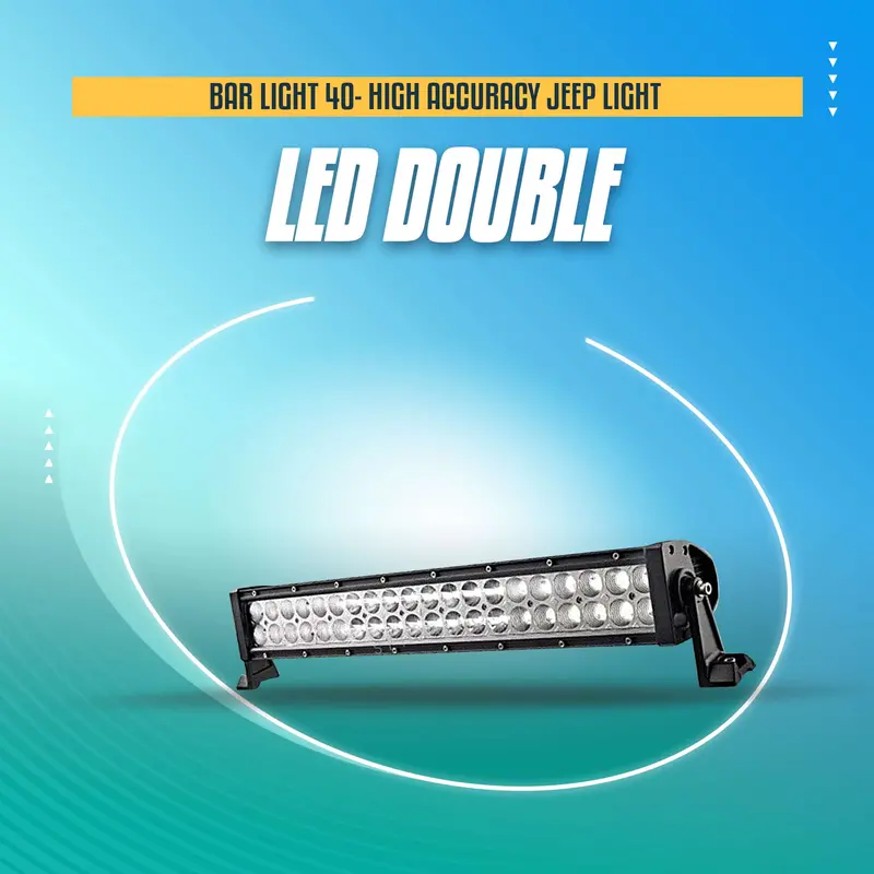 Bar Light 40 Led Double - High Accuracy Jeep Light | Sharp Light | Jeep Decoration Light | Flood Spot Combo Beam Offroad Light Driving Fog Lamp 1