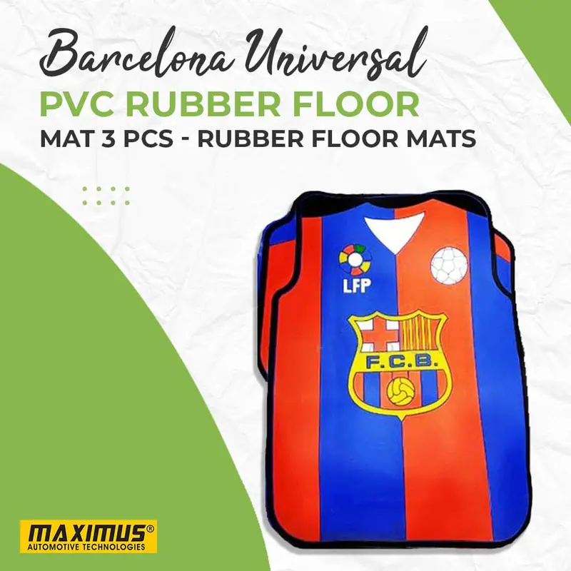 Barcelona Universal Pvc Rubber Floor Mat Mix Design 3 Pcs - Foot Mat For Car 1