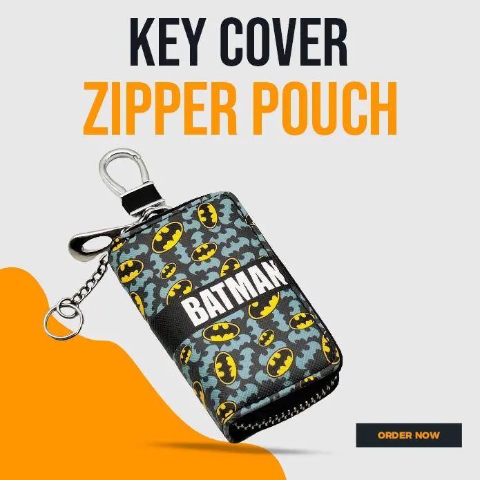 Batman Zipper Matte Leather Key Cover Pouch V1 With Keychain Ring 1