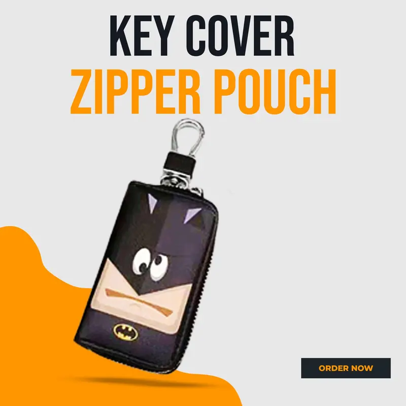 Batman Zipper Matte Leather Key Cover Pouch V3 With Keychain Ring 1