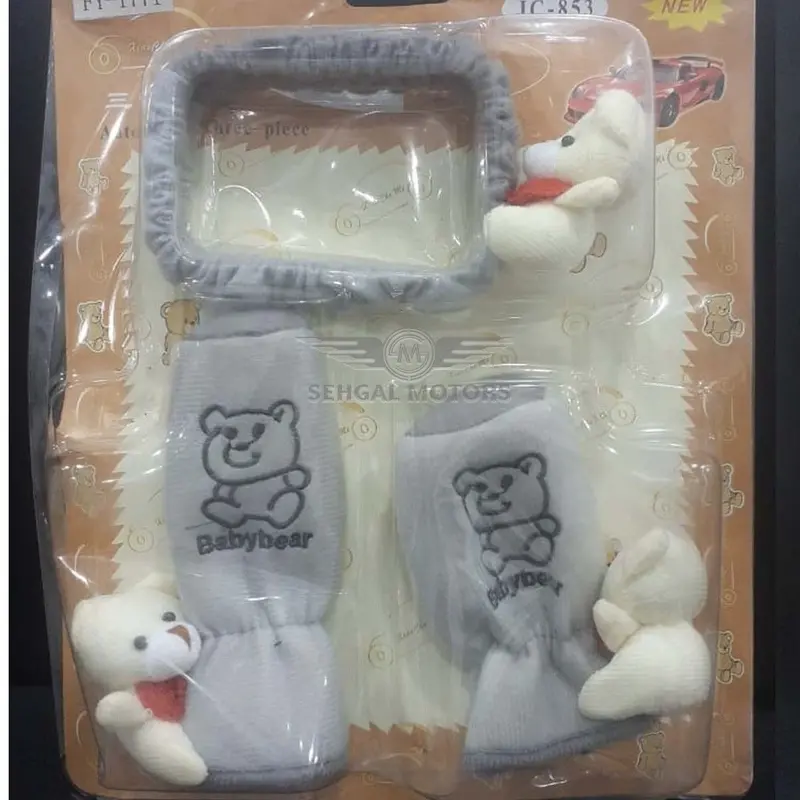 Bear Stuff Toy Covers For Car Interior 3 Pcs ( Bhalu Set) Gray Fy-1771 1