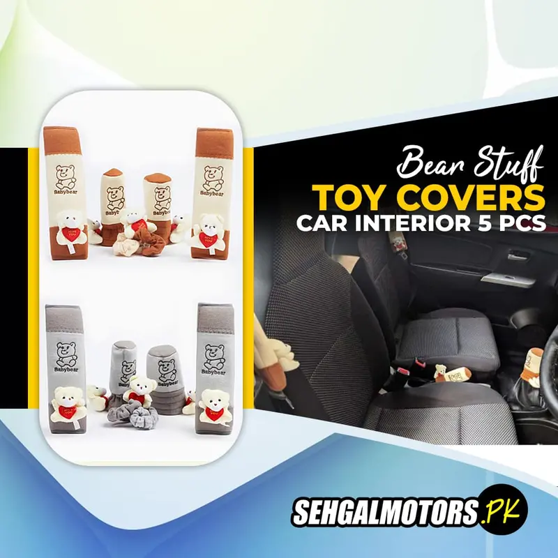 Bear Stuff Toy Covers For Car Interior 5 Pcs ( Bhalu Set) - Mix Colors 1
