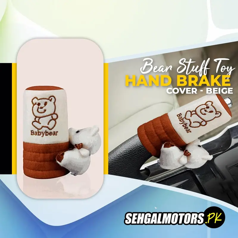 Bear Stuff Toy Handbrake Cover Beige - Car Cloth Handbrake Decorative Cover | Hand Brake 1