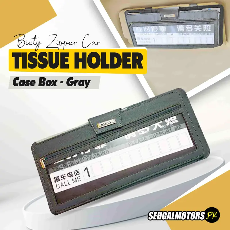 Biety Zipper Car Sun Visor / Sunshade Tissue Holder Case Box - Gray 1