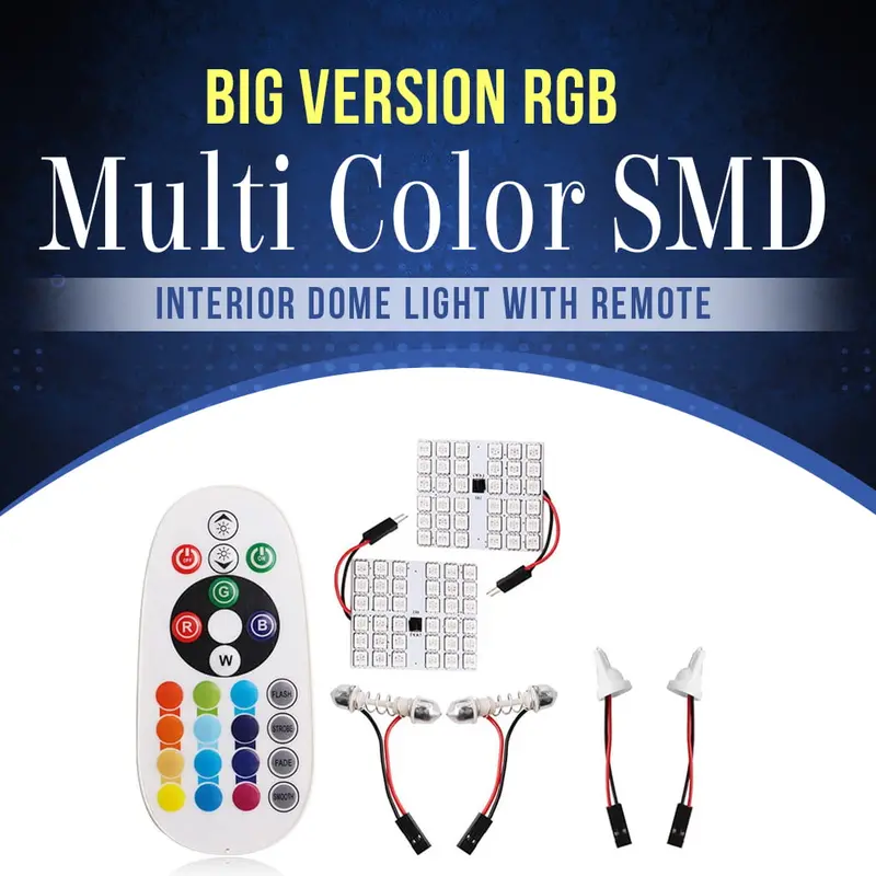 Big Version Rgb Multi Color Smd Interior Dome Light With Remote 1