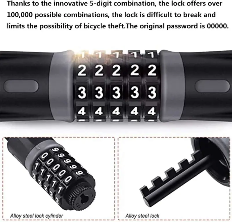 Bike And Motorcycle Security Password Lock - Wheel Up Bike Bicycle 5 Letters Code Lock Bicycle Accessories 2
