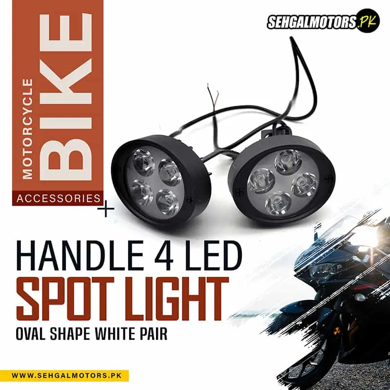 Bike Handle 4 Led Oval Shape Spot Light White Pair 1