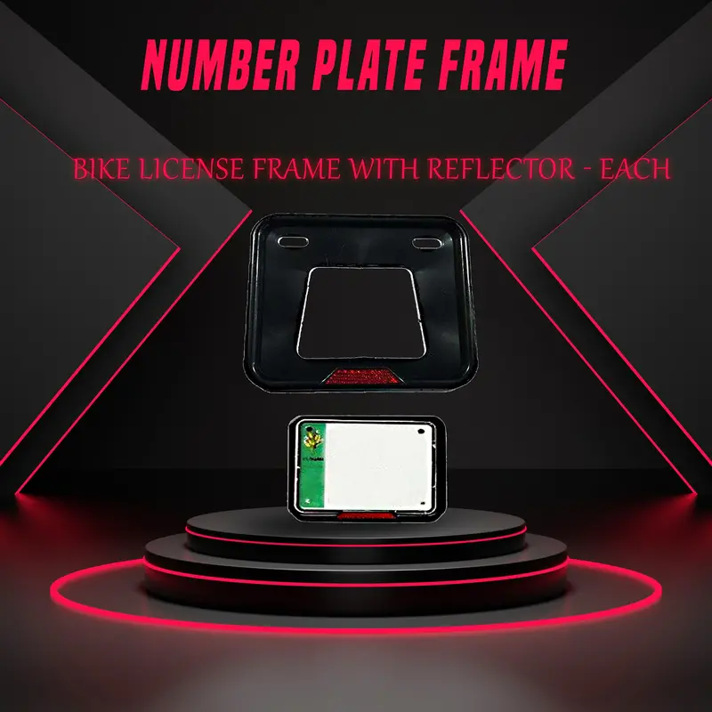 Bike License Number Plate Frame With Reflector - Each 1