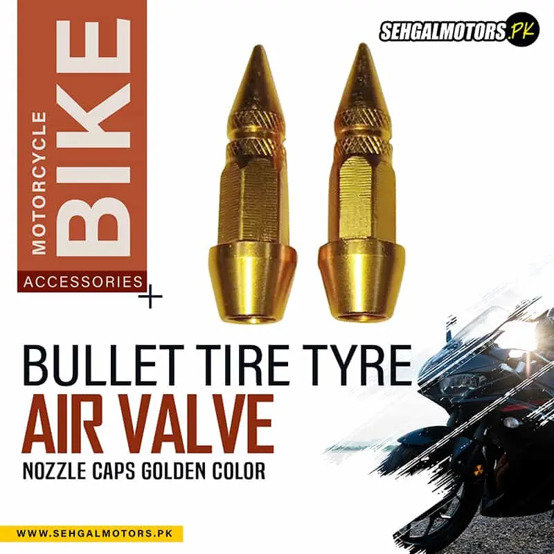 Bike Motorcycle Bullet Tire Tyre Air Valve Nozzle Caps Golden Color 1