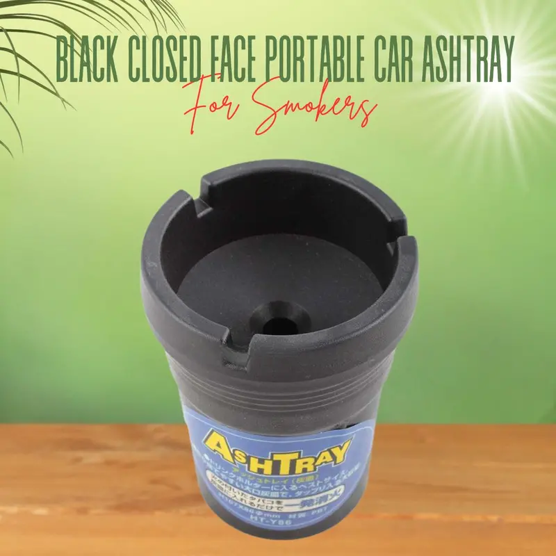 Black Closed Face Portable Car Ashtray For Smokers - Auto Cigarette Smoke Cup Holder Ash Tray For Car Smokeless Ashtrays 1