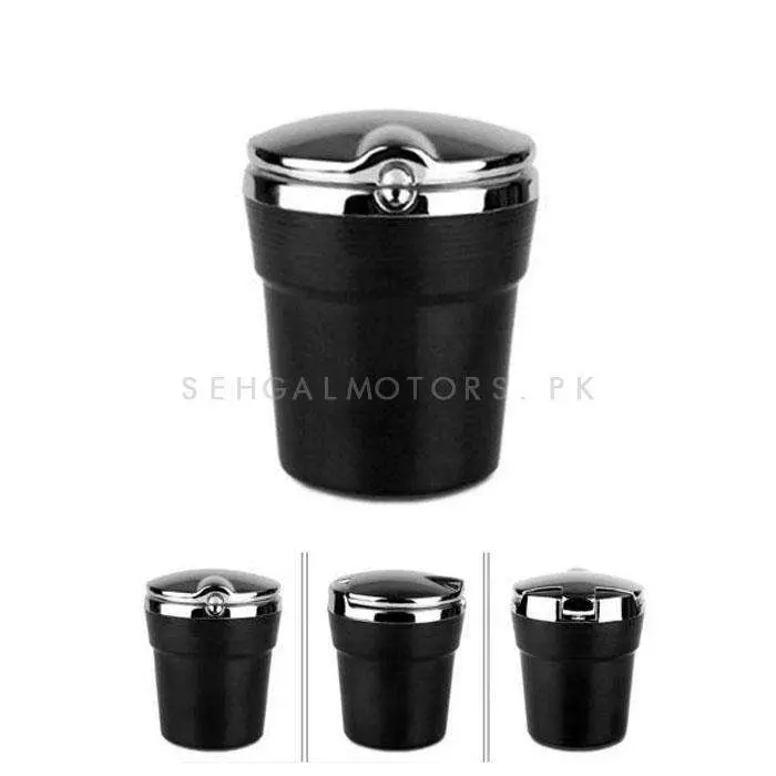 Blue Led Black Chrome Portable Car Ashtray For Smokers - Each 2