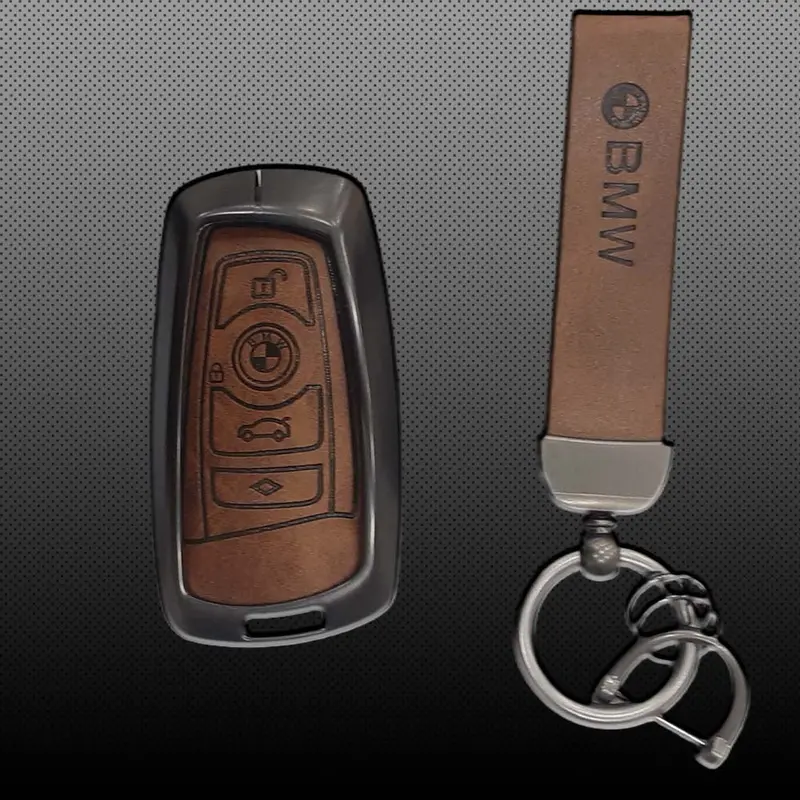 Bmw 3/5/7 Series Zinc Alloy Key Case With Leather Strap 1