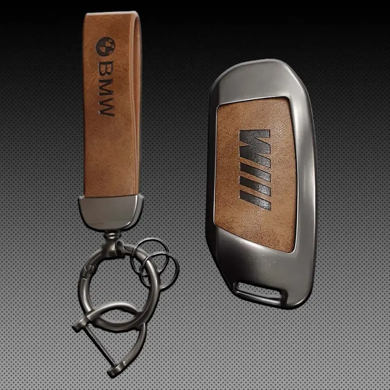 Bmw 3/5/7 Series Zinc Alloy Key Case With Leather Strap 2