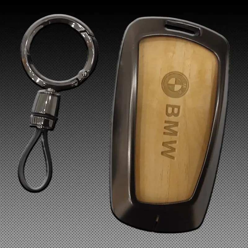 Bmw 3/5/7 Series Zinc Alloy Wood Textured Key Case 1