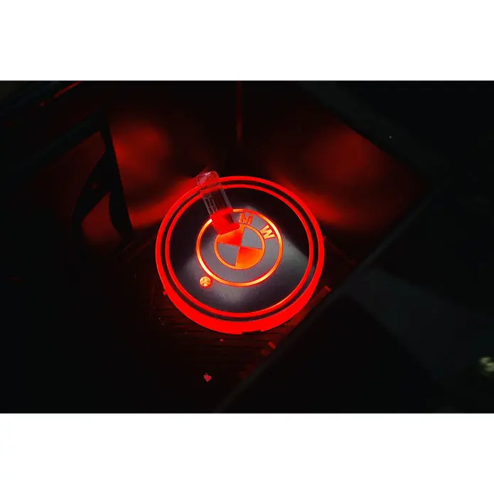 Bmw Rgb Led Car Cup Holder Plate - 1 Piece - Car Rgb Led Cup Holder Mat Pad Coaster Rechargeable Interior Atmospher 2