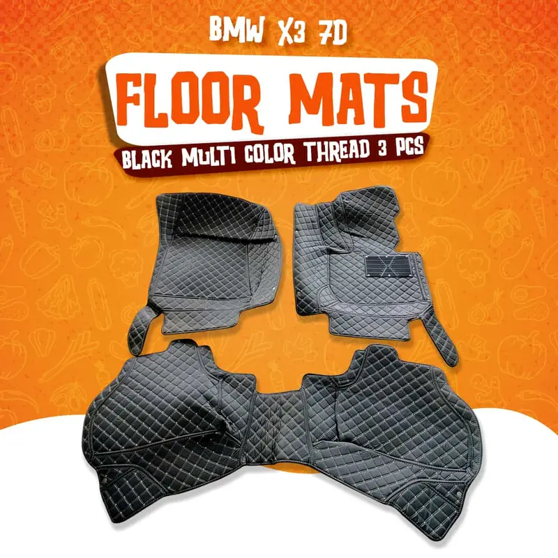 Bmw X3 7D Floor Mats - Black - 3 Pcs Set - Model 2012-2018 1